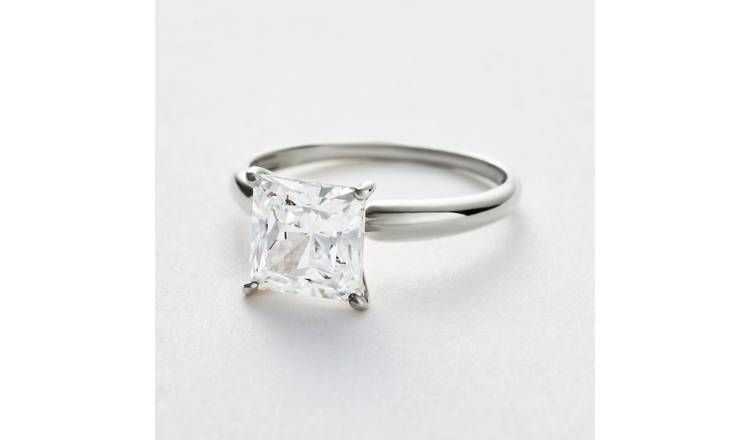 Revere Sterling Silver Square Cubic Zirconia Ring - Medium