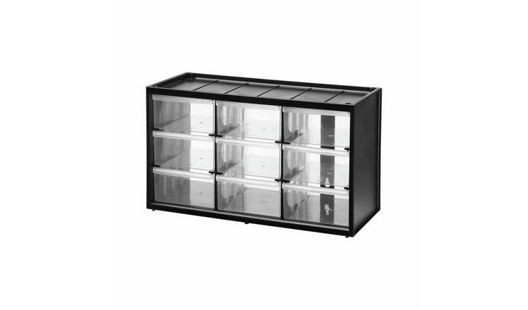 Stanley Multi-Purpose Plastic Storage Bin with 9 Large Drawers - Black