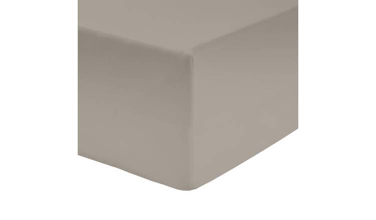 Habitat Cotton Rich Taupe Fitted Sheet - Single