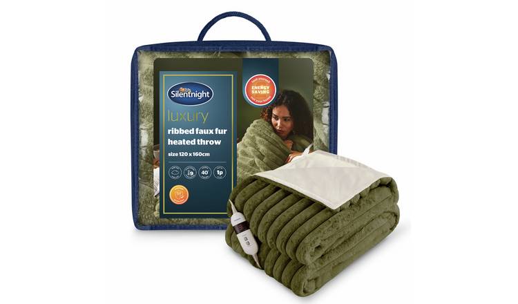 Silentnight Luxury Faux Fur Heated Throw - Green
