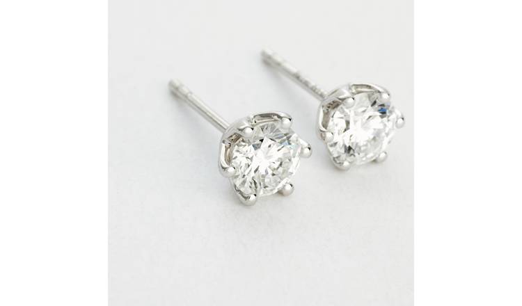 Revere 9ct White Gold Round 1ct Lab Grown Diamond Stud Earrings
