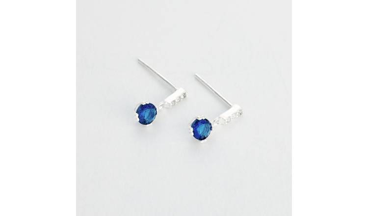 Revere Sterling Silver Blue Sapphire Drop Stud Earrings