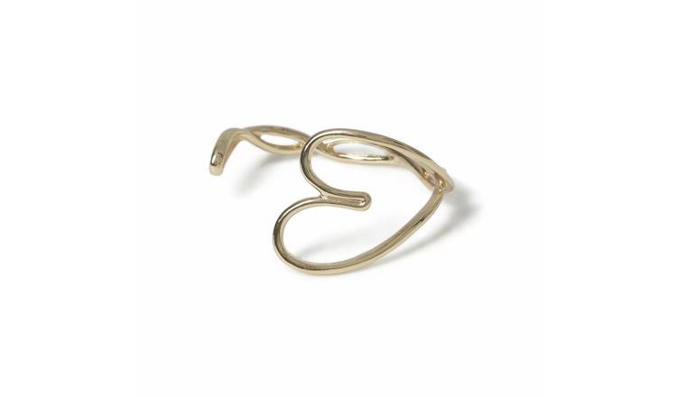 Freedom Gold Tone Threaded Open Heart Cuff Bracelet