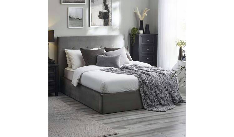 Julian Bowen Shoreditch Double Fabric End Lift Ottoman Bed - Grey