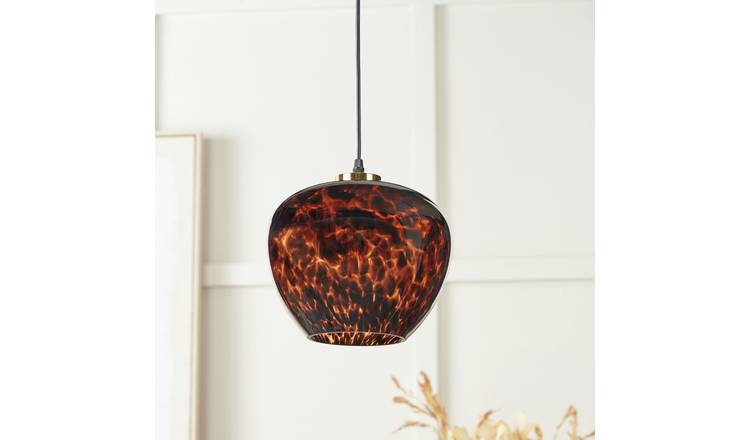 Pacific Lucien Tortoiseshell Glass Adjustable Pendant Light - Brown