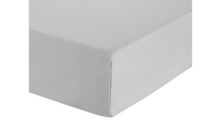 Habitat Cotton Rich 180 TC Plain Dove Grey Flat Sheet - King