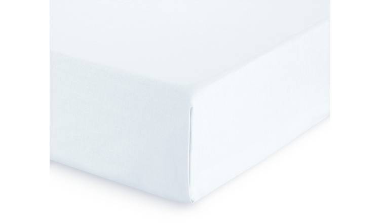 Buy Habitat Pure Cotton 200TC White Flat Sheet - Single | Bed sheets ...