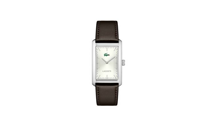 Lacoste Santiago Siver Dial Brown Leather Strap Watch
