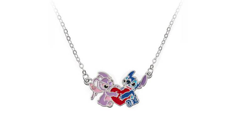 Disney Stitch and Angel Silver Plated Pendant Necklace