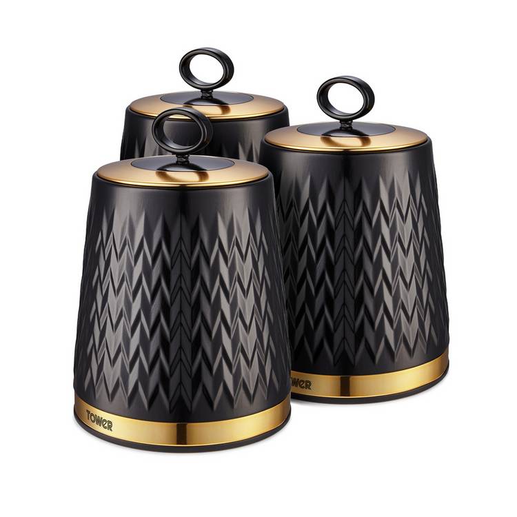 Tower 3 Piece Empire Storage Canisters - Black 0