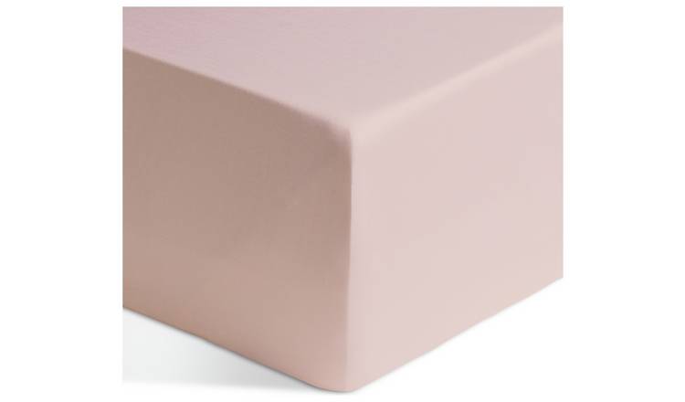 Habitat Egyptian Cotton 400TC Blush Fitted Sheet - Double