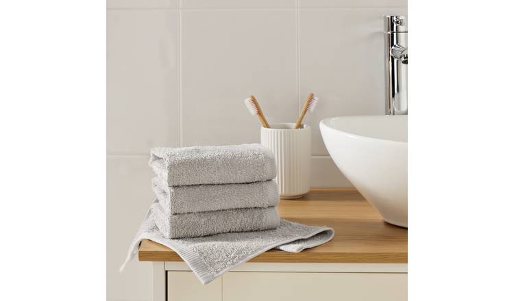 Argos Home 4 Piece Face Cloth - Grey