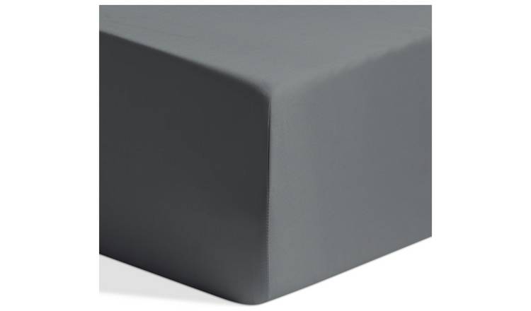 Habitat Egyptian Cotton 400TC Slate Fitted Sheet - Double