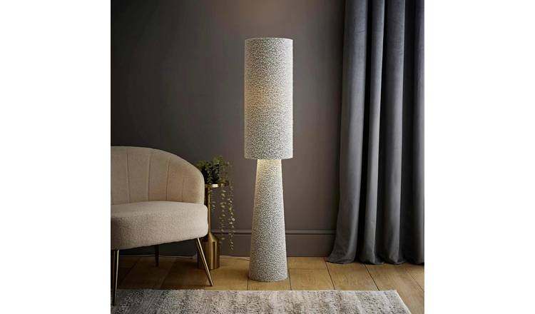 ValueLights Ash Boucle Fabric Floor Lamp - Grey