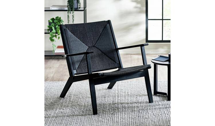 Julian Bowen Icaria Woven Wood Accent Chair Steel Feet - Black