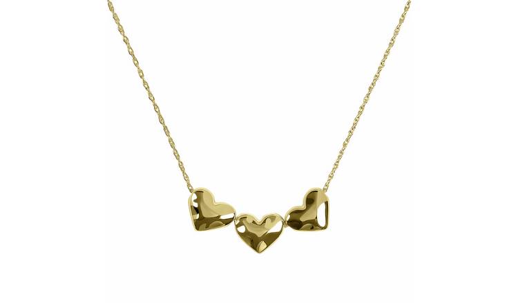 Radley 18ct Gold Plated Triple Hammered Heart Charm Necklace