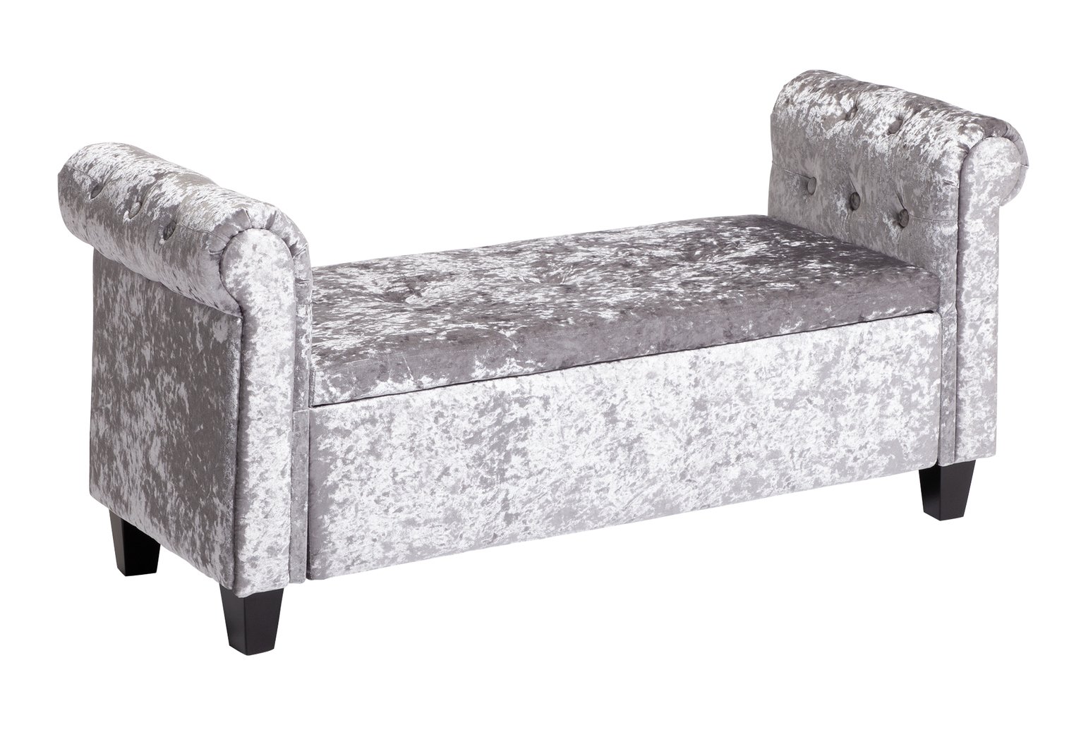 Argos Home Crushed Velvet Ottoman - Silver