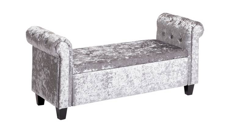 Crushed velvet store ottoman