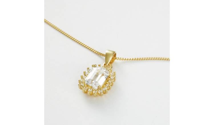 Revere 1 Micron Gold Plated 925 Sterling Silver Emerald Stone Pendant Necklace