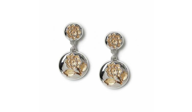 Freedom Gold Tone Stainless Steel Etched Stud Earrings