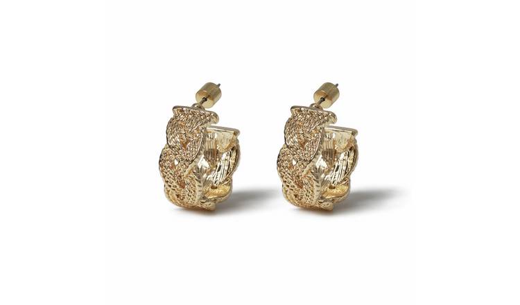 Freedom Gold Tone Textured Plait Hoop Earrings