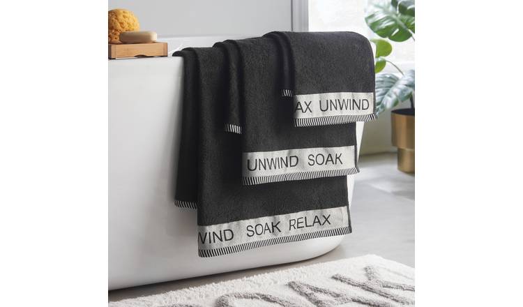 Catherine Lansfield Relax & Unwind 4 Piece Towel Bale - Black