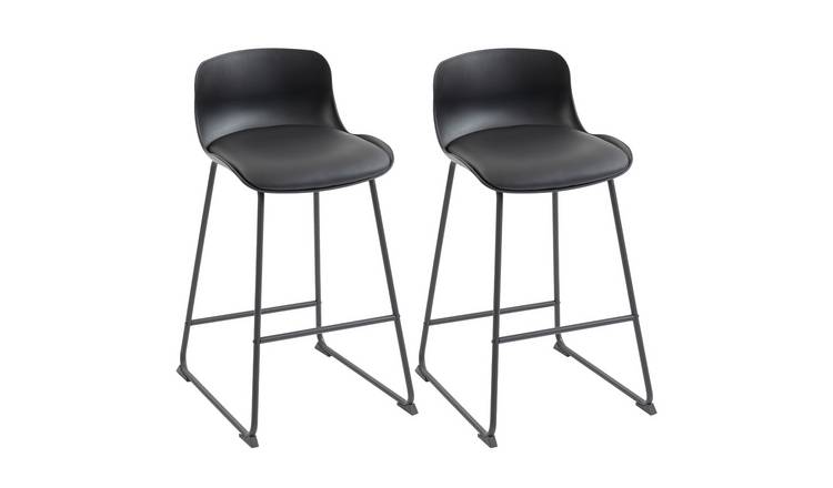 HOMCOM Set of 2 PU Leather Bar Stools with Footrest - Black