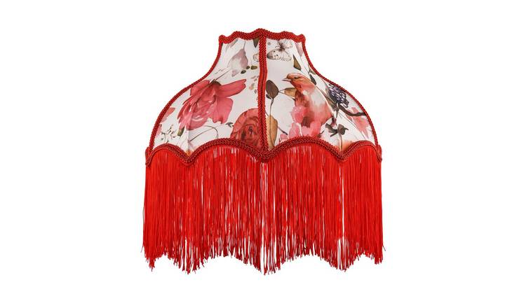 Happy Homewares Chic Red Robin Vintage Victorian Cotton Fabric Lampshade - 36cm