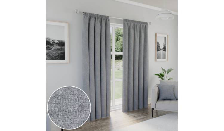 Enhanced Living Dallas Pencil Pleat Blackout Curtains - 117 x 137cm - Grey