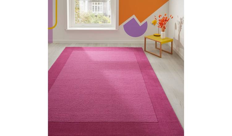 Mega Flooring Pink Handmade Bordered Rug - 160 x 230cm
