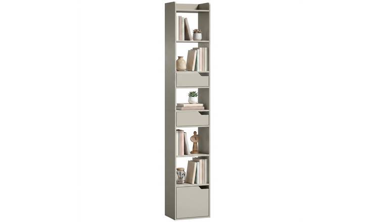 HOMCOM 5 Tier Storage Bookcase with Drawers and Cabinet - Grey