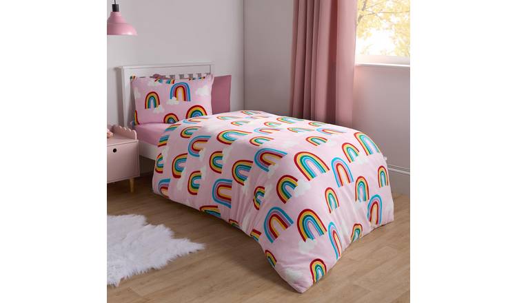 OHS Rainbows Fleece Duvet Cover Set Pink - Single