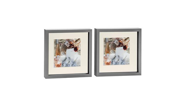 Nicola Spring 3D Box Photo Frames - 10 x 10" with Mount - Set of 2 - Grey