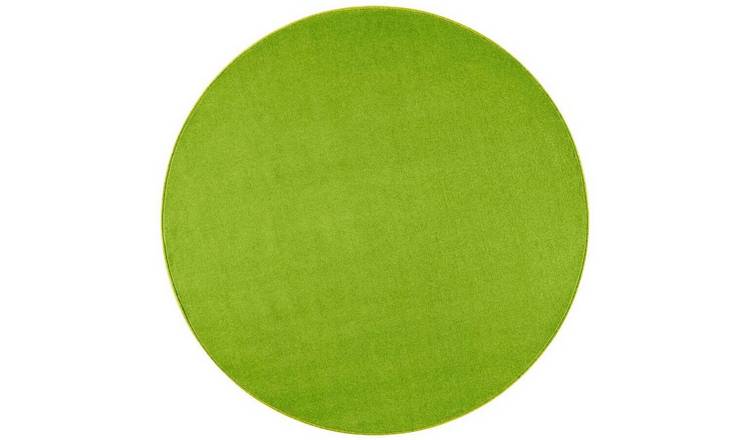 Hanse Home Green Plain Fleece Backing Round Rug - 200cm