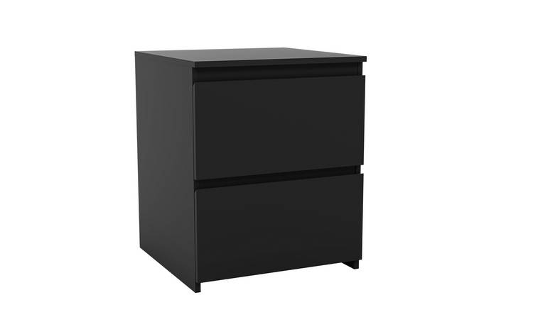 Vida Designs Denver 2 Drawer Large Bedside Chest - Black