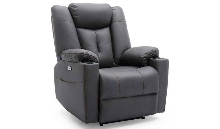 Furniture Online Afton Electric Tech Fabric Auto Recliner USB Chair - Charcoal