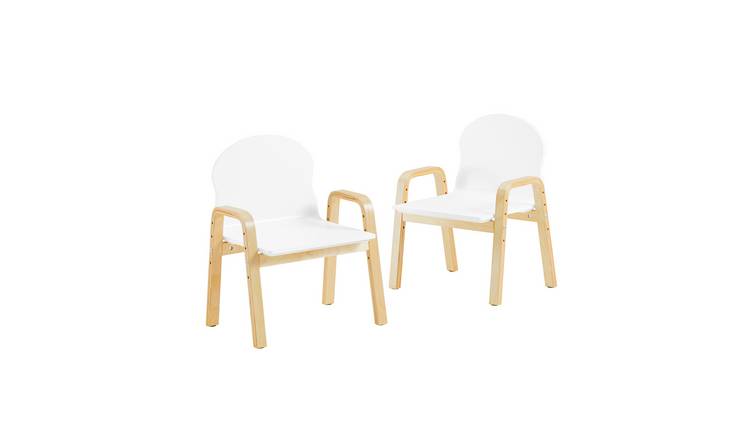 SoBuy Set of 2 Wooden Height Adjustable Kids Chairs - White
