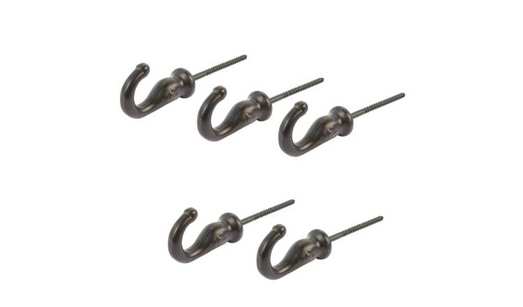 Hammer & Tongs Screw Hook - Black - Pack of 5