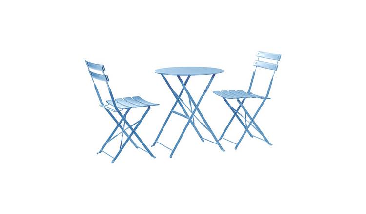 Harbour Housewares 2 Seater Sussex Bistro Set - Round - Cornflower Blue
