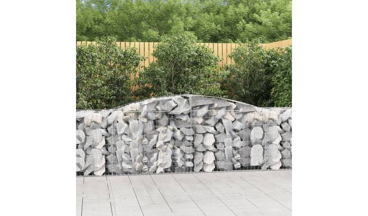 Walplus Pack of 4 Galvanised Iron Gabion Basket - Silver - 400 x 50 x 80-100 cm