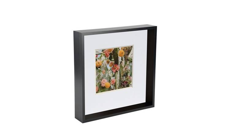 Nicola Spring 3D Deep Box Photo Frame - 10x10" with Mount - Black & White