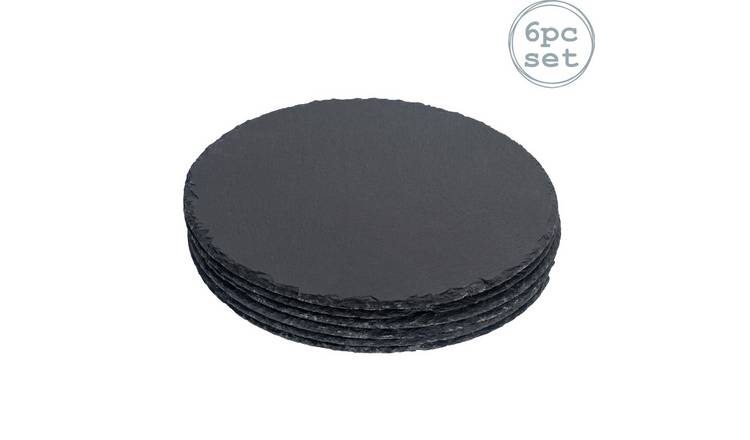 Argon Tableware Round Slate Dinner Plates - Pack of 6