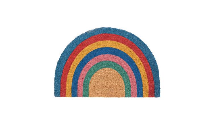 Nicola Spring Coir Half Moon Door Mat - Rainbow Pastel
