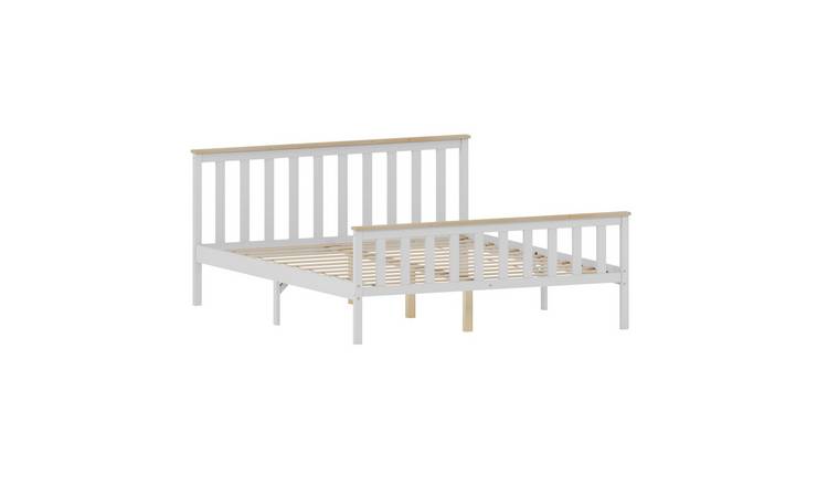 Vida Designs Milan King Size Wooden High Foot Bed - White and Pine