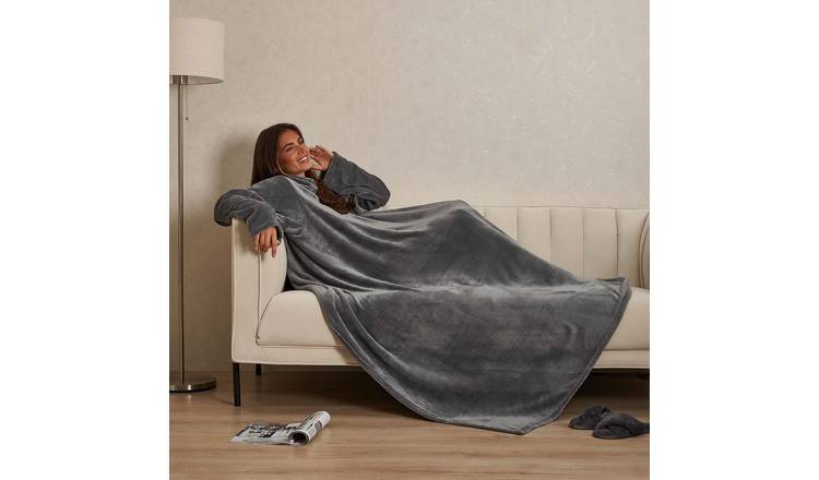 OHS Ultra Soft Wearable Blanket 135 x 170cm -  Charcoal