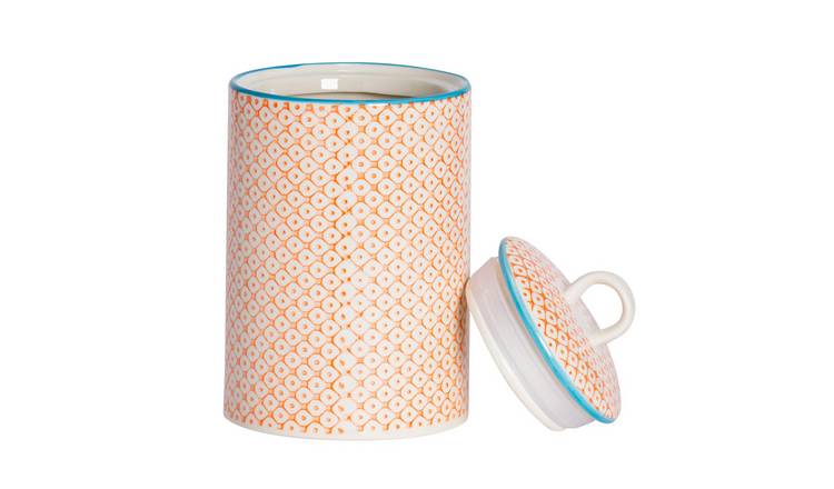 Nicola Spring Hand-Printed Kitchen Utensil Holder - Orange