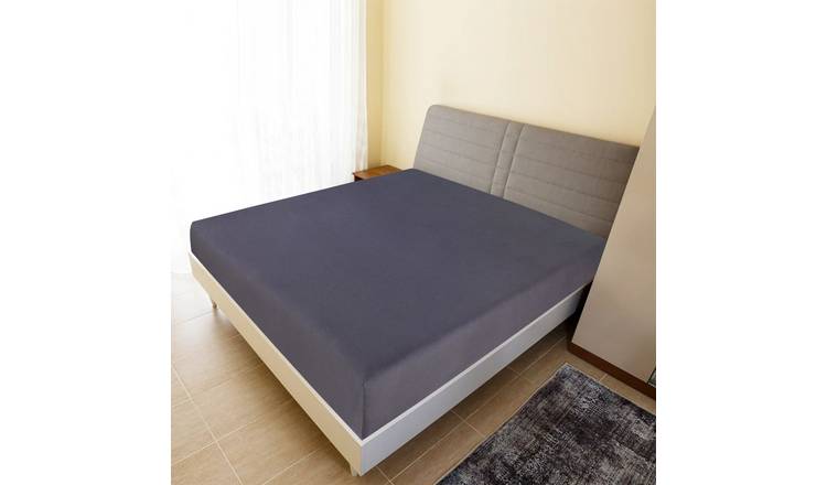 Walplus Cotton Jersey Fitted Sheet - Anthracite - 100 x 200 cm