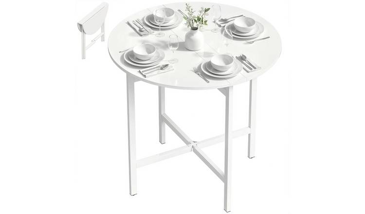 HOMCOM 2-4 Seater Drop Leaf Folding Dining Table – White