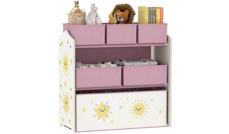 AIYAPLAY 3 Tier Fabric Units with 6 Removable Boxes Kids Storage Shelf - Pink