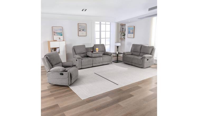 Furniture Online Sydney Manual Recliner Linen 1+2+3 Seater Sofa Set - Grey
